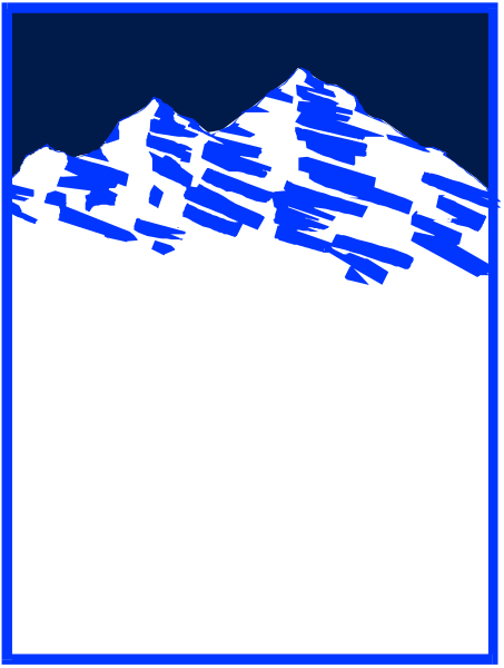 The image shows a dark blue mountain with jagged peaks against an indistinct background on what appears to be a digital display screen.