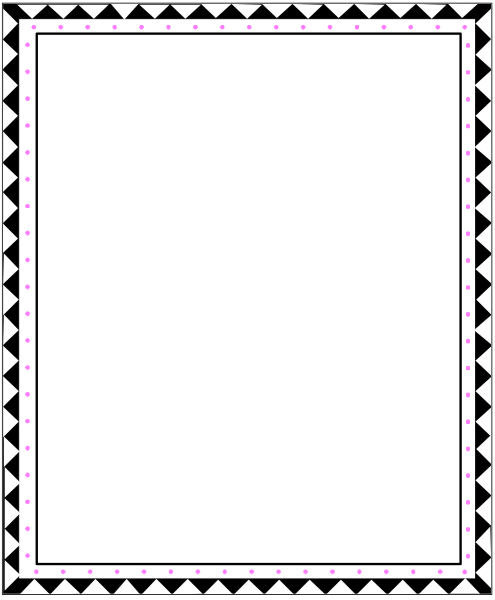 The image shows a simple blackboard with white lines forming an outline of what appears to be a piece of paper inside it, set against a plain background that has some small pink dots scattered around its edges.