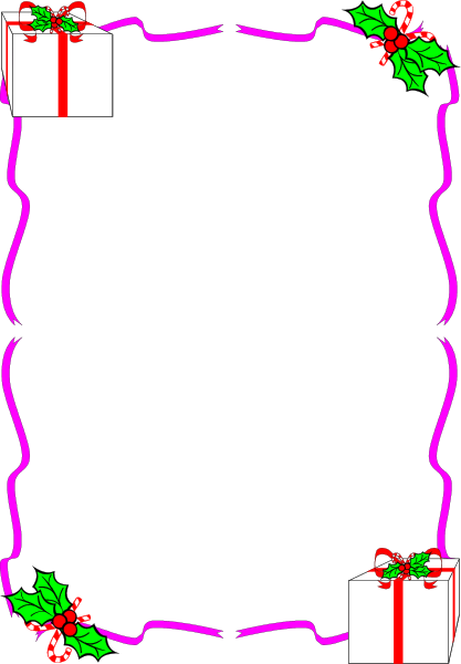 The image shows a Christmas card with two presents on it; there's also some text that says "Merry Xmas" in red letters at top right corner of the card.