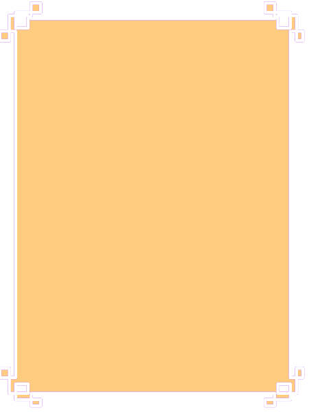 The image shows a simple graphic of an orange rectangle with rounded corners on top of what appears to be a gray surface against a white background.