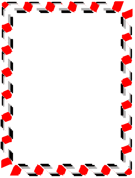 The image shows a black cell phone with red checkered corners inside an open book that has white pages bordered by pink lines on either side of its spine.