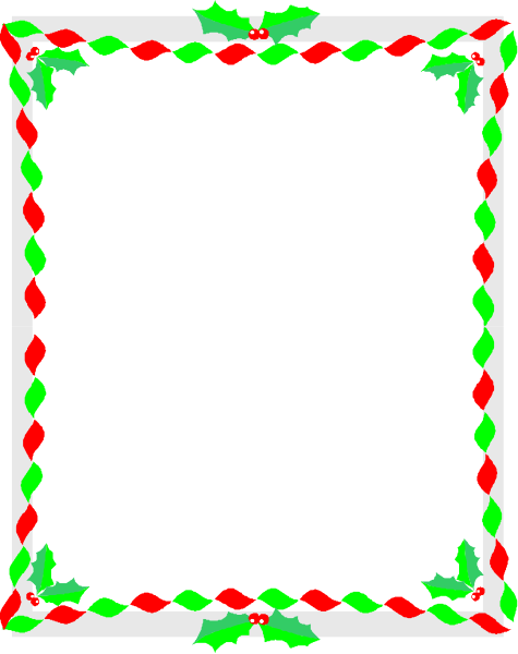 The image shows a simple Christmas card with red borders at top and bottom framing an empty space for writing inside; there is no text present in this clip-art version of the card.