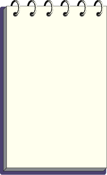 The image shows a spiral notebook with blank pages on its left side against an indistinct background that appears to be grayish-blue in color.