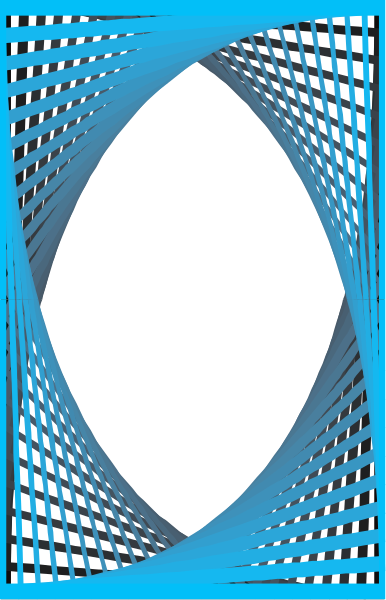 The image shows a black hole with blue lines radiating outward from it against a gray background.