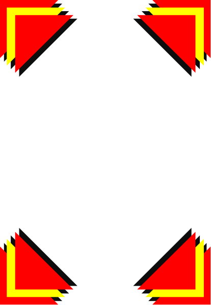 The image shows a black square with red borders on its sides against a gray background.