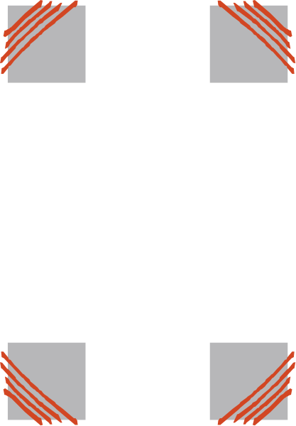 The image shows a black and white pixelated representation of an object with red lines indicating its shape and structure.