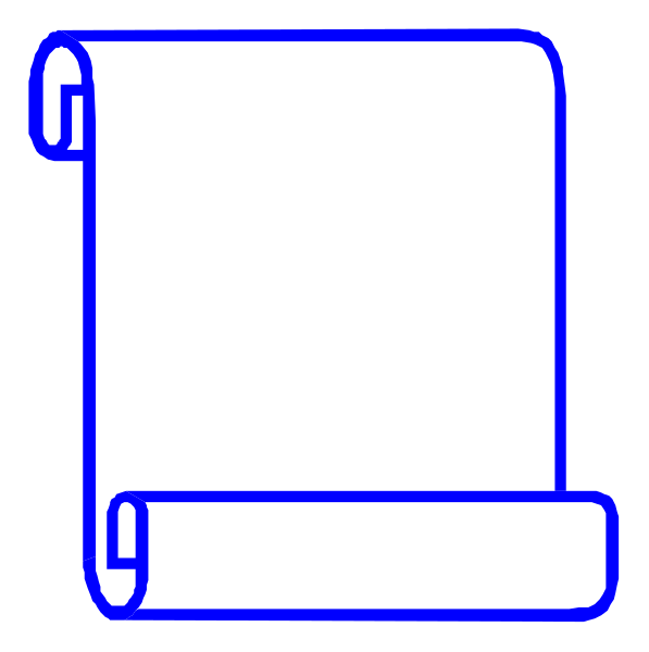 The image shows a blue outline of an open book with blank pages inside against a black background.