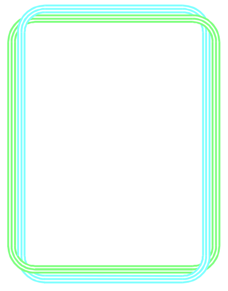 The image shows a smartphone with its screen displaying an abstract design resembling neon lights against a dark background; it is set in portrait orientation within what appears to be a gray square frame that has rounded corners and green lines forming geometric shapes around the phone, giving the impression of being viewed through glass or plastic.