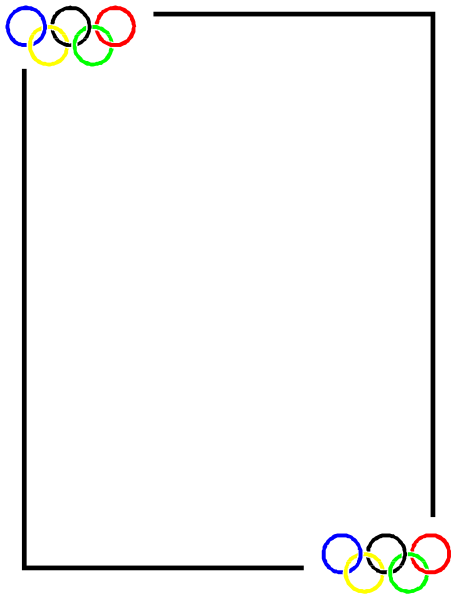 The image shows a black background with three Olympic rings symbolizing different countries participating in an event like the Olympics.