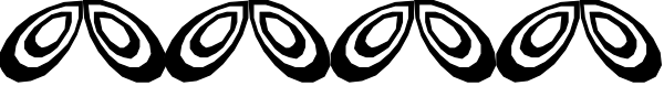 The image shows a row of six circular patterns with different designs inside them against a plain background.