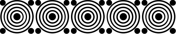 The image shows a row of circular patterns with concentric circles on them against a dark background.