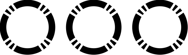 The image shows a row of six black spiders on white background with no other discernible elements present.