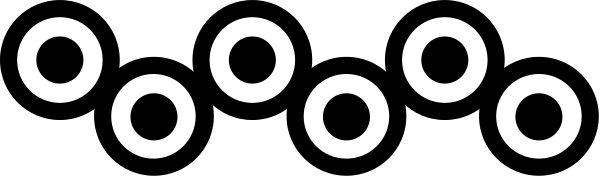 The image shows a row of circular shapes with dots on them against a dark background.