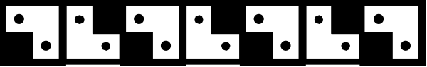 The image shows a pattern of black squares with white dots on what appears to be an abstract background.