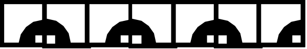 The image shows a row of black circles on top of each other against a gray background with no additional context provided about their arrangement or purpose.