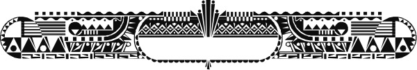 The image shows a black and white illustration of an abstract design with geometric shapes resembling stylized trees on either side of what appears to be a river flowing through them; there is no text present in this clip-art image, which focuses solely on these patterns without any additional context or elements.