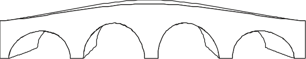 The image shows a black and white illustration of an archway with three arches on top of each other under which there is no visible content to provide details about what might be inside it.