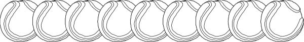 The image shows a long row of coins aligned horizontally against an indistinct background.
