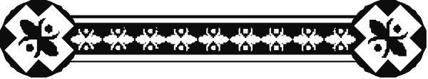 The image shows a black and white pattern with various shapes including triangles, squares, circles, lines, dots, and what appears to be stylized representations of eyes within these patterns.