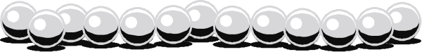 The image shows a row of white spheres with black dots on them against a gray background.