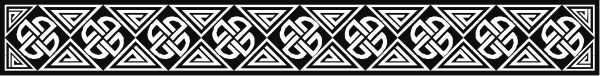 The image shows a black and white pattern with intricate designs that resemble Celtic knots on what appears to be fabric or paper background.