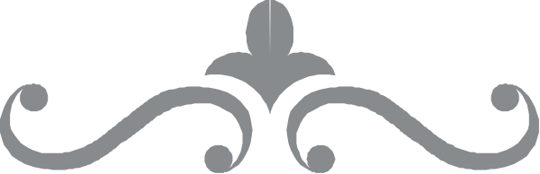 The image shows a decorative border with intricate patterns resembling leaves on either side of what appears to be an abstract design in between them; there is no text present within this small clip-art graphic, and it does not depict any objects, people or animals that are identifiable as such.