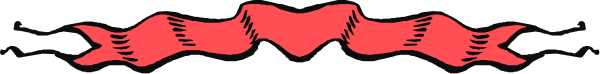 The image shows a red ribbon with two black birds on it against a gray background.