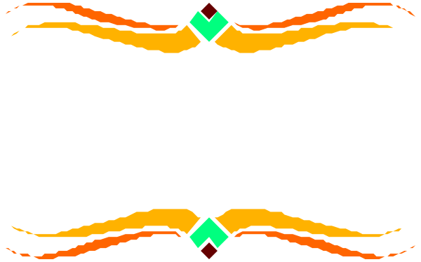 The image shows a pixelated representation of an abstract design with two symmetrical patterns resembling flames on either side connected by what appears to be a dark background.