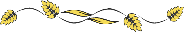 The image shows a black border with gold decorative elements resembling wheat sheaves on either side of it.