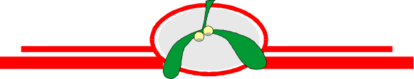 The image shows a Christmas wreath with mistletoe on top of it against an abstract background that resembles snowflakes in red and white hues.