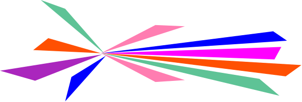 The image shows a colorful abstract design with geometric shapes that resemble an explosion of light rays emanating from different points in various directions against a dark background.