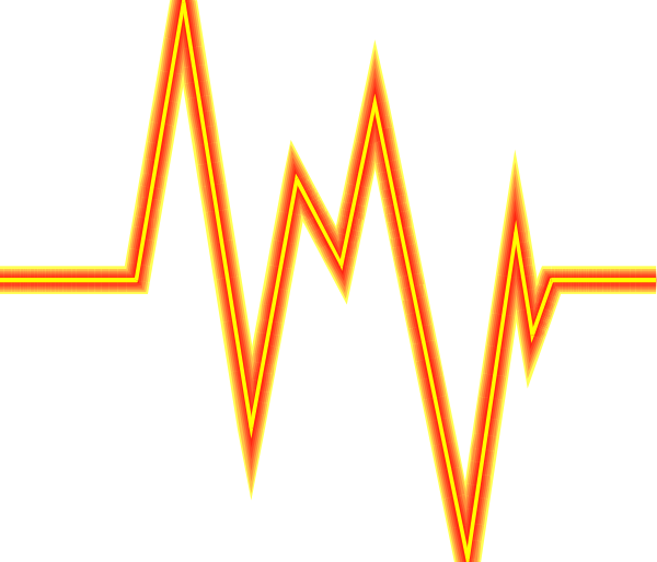 The image shows a stylized representation of an ECG line with heartbeat patterns on it against a black background.
