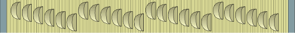The image shows a long line of crescent moons on an orange background with no other discernible elements present in this small clip-art format.