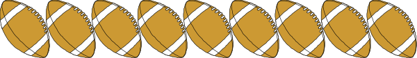 The image shows a long line of footballs with different designs on them against an indistinct background.
