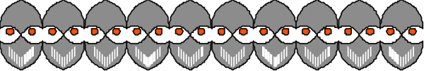 The image shows a row of identical figures with glowing eyes against an unadorned background; each figure has two arms extended outward in front of it.