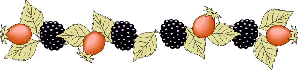 The image shows a decorative border with red berries on either side of leaves at regular intervals along its length.