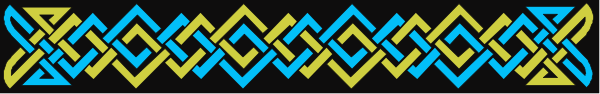 The image shows a gray background with blue stitching that forms an intricate pattern resembling braided fabric on top of it.