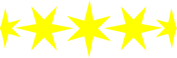 The image shows a black background with yellow stars forming an arc across it from left to right.