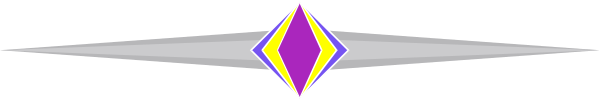 The image shows a purple diamond shape with white lines on either side of it against a grey background.