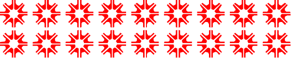 The image shows a gray background with red dots forming an abstract pattern that resembles stars against a darker grey border at the bottom of the frame.