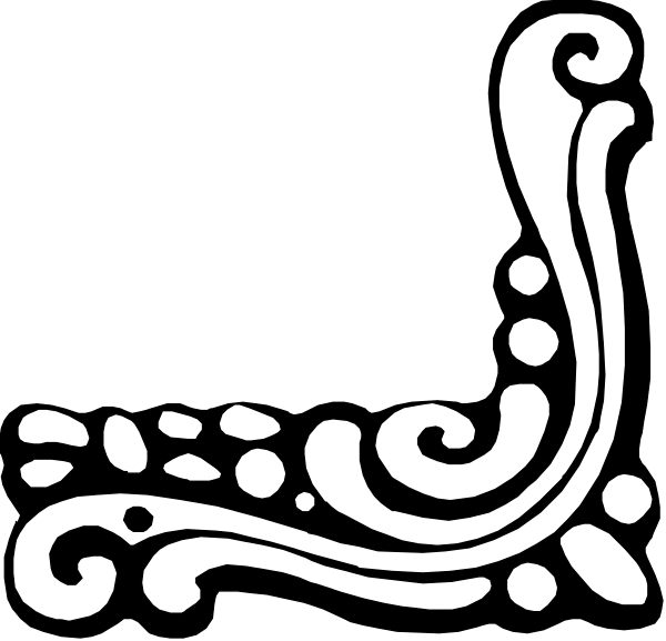 The black and white design features a stylized swirl pattern with intricate detailing that resembles an abstract floral motif on what appears to be a background of solid color.