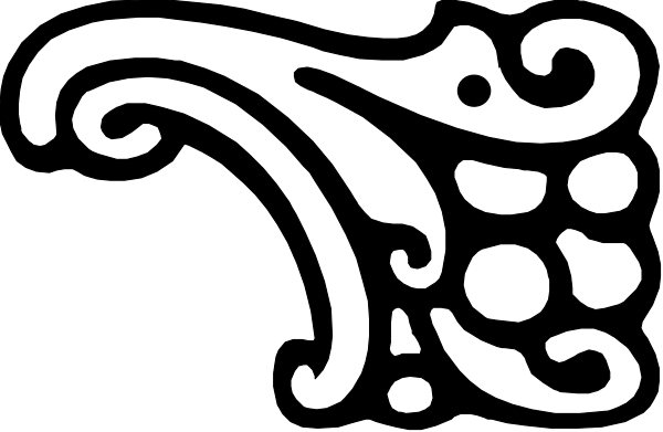 The image shows a black and white decorative border with intricate scrollwork designs on either side of what appears to be an abstract pattern in between them.