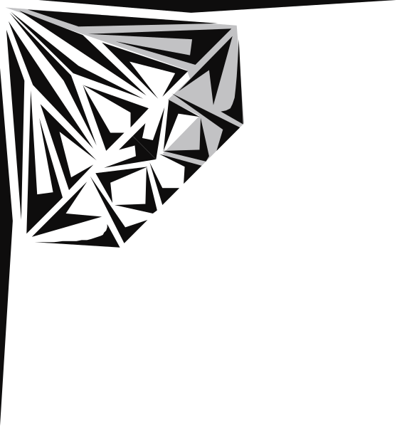 The image shows a black background with an abstract geometric pattern on top of it that resembles a stylized letter 's'.