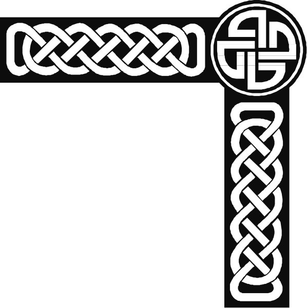 The image shows a black cross with an intertwined knot design on it against a white background.