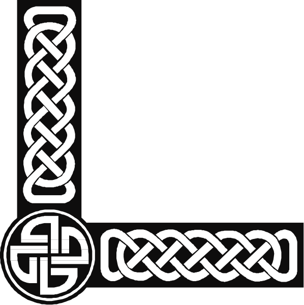 The image shows a black and white illustration of two intertwined chains with knots at each end forming an emblem that resembles a cross between them; there is no text present in this clip-art piece, which focuses on symbolic imagery rather than specific objects or actions within the context provided.