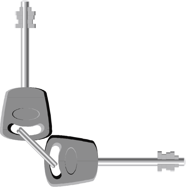 The image shows a simple black and white illustration of two keys hanging from hooks on what appears to be an invisible surface with no background detail provided.