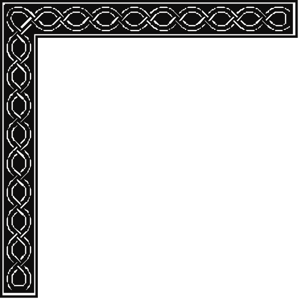 The image shows a black square with an intricate white border that resembles Celtic knotwork design on either side of it.