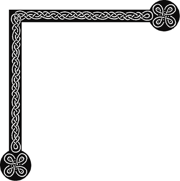 The black and white illustration shows a stylized knot design with two intertwined strands forming an X shape at one end against a dark background.