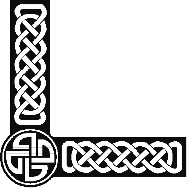 The images show a black and white illustration of two intertwined chains with knots on either end resembling Celtic designs; one image is rotated 90 degrees from the other. There's no text present in these clip-art pictures, which focus solely on the design elements without any additional context or background details provided within this frame. The style of art appears to be a simple line drawing with shading for depth and texture.