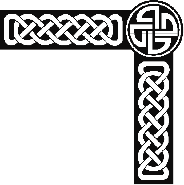 The black and white images show a graphic of an intertwined knot design with Celtic patterns on either side; there is no text present in these clips-art images.